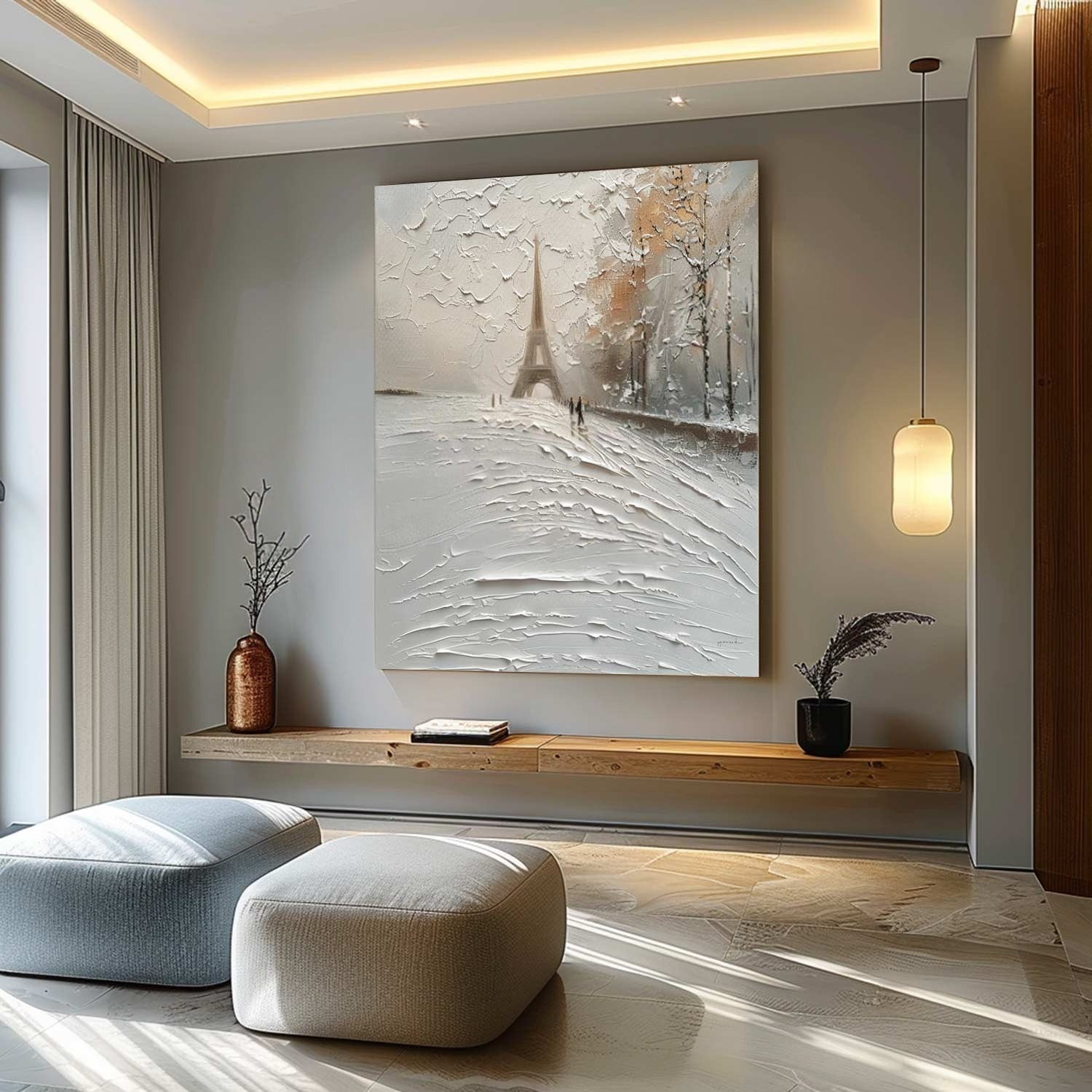 Wall Art Impasto Paris Winter Painting