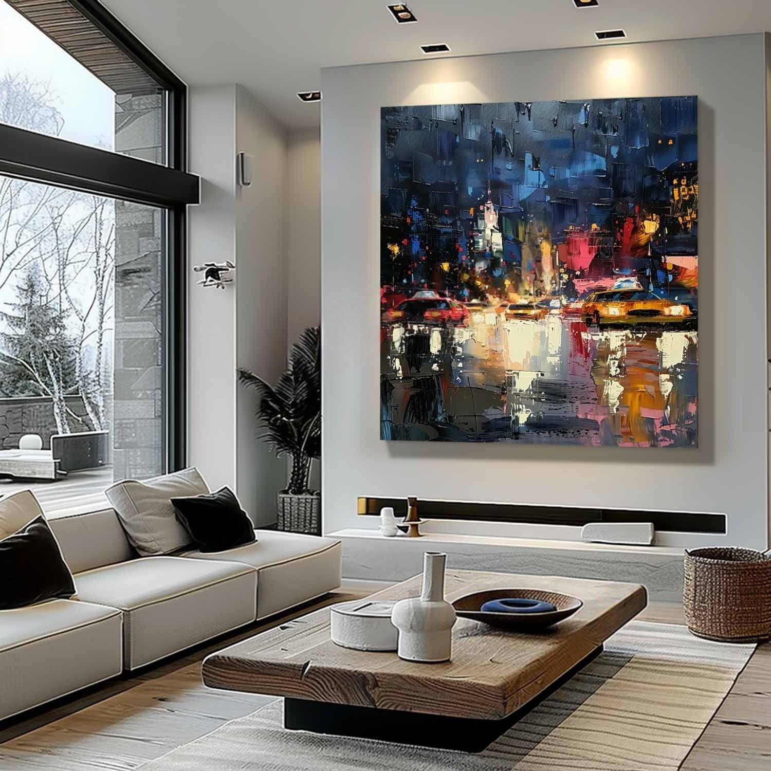 Wall Art Impressionist Textured Urban Nightscape