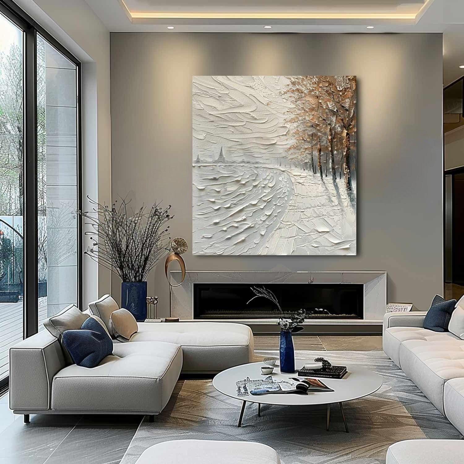 Wall Art Impasto Winter Riverside Path