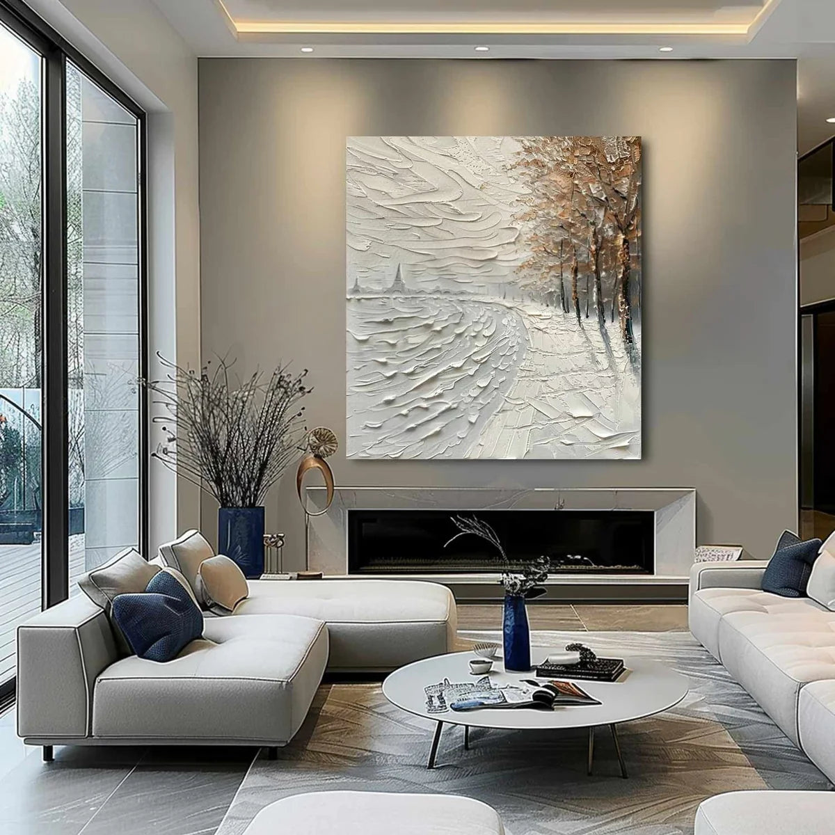 Wall Art Impasto Winter Riverside Path