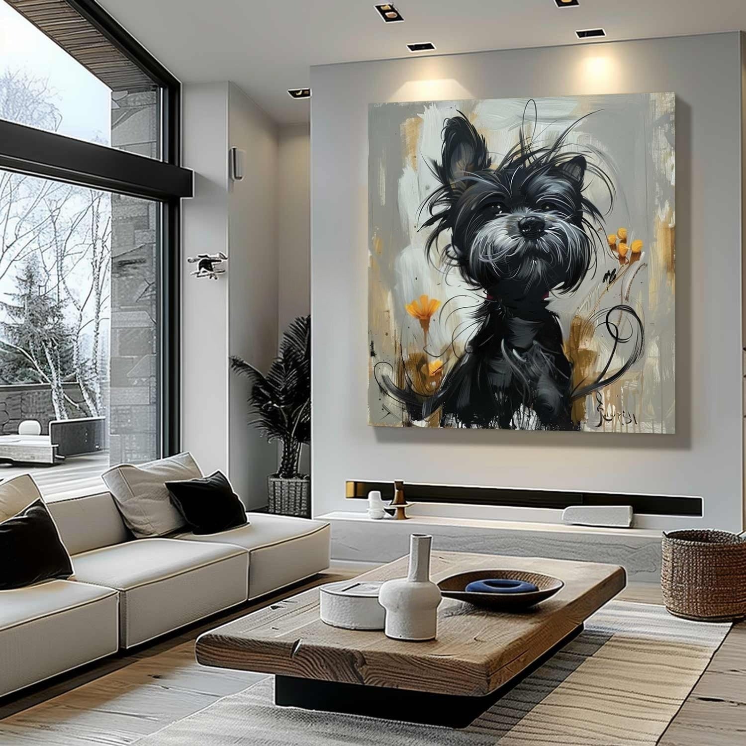Wall Art Textured Black Terrier
