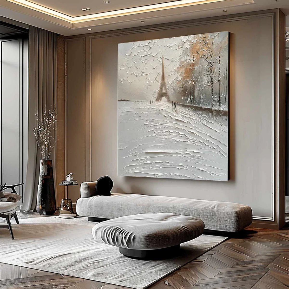 Wall Art Impasto Paris Winter Painting