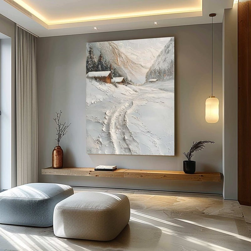 Wall Art Mountain Valley Winter Landscape