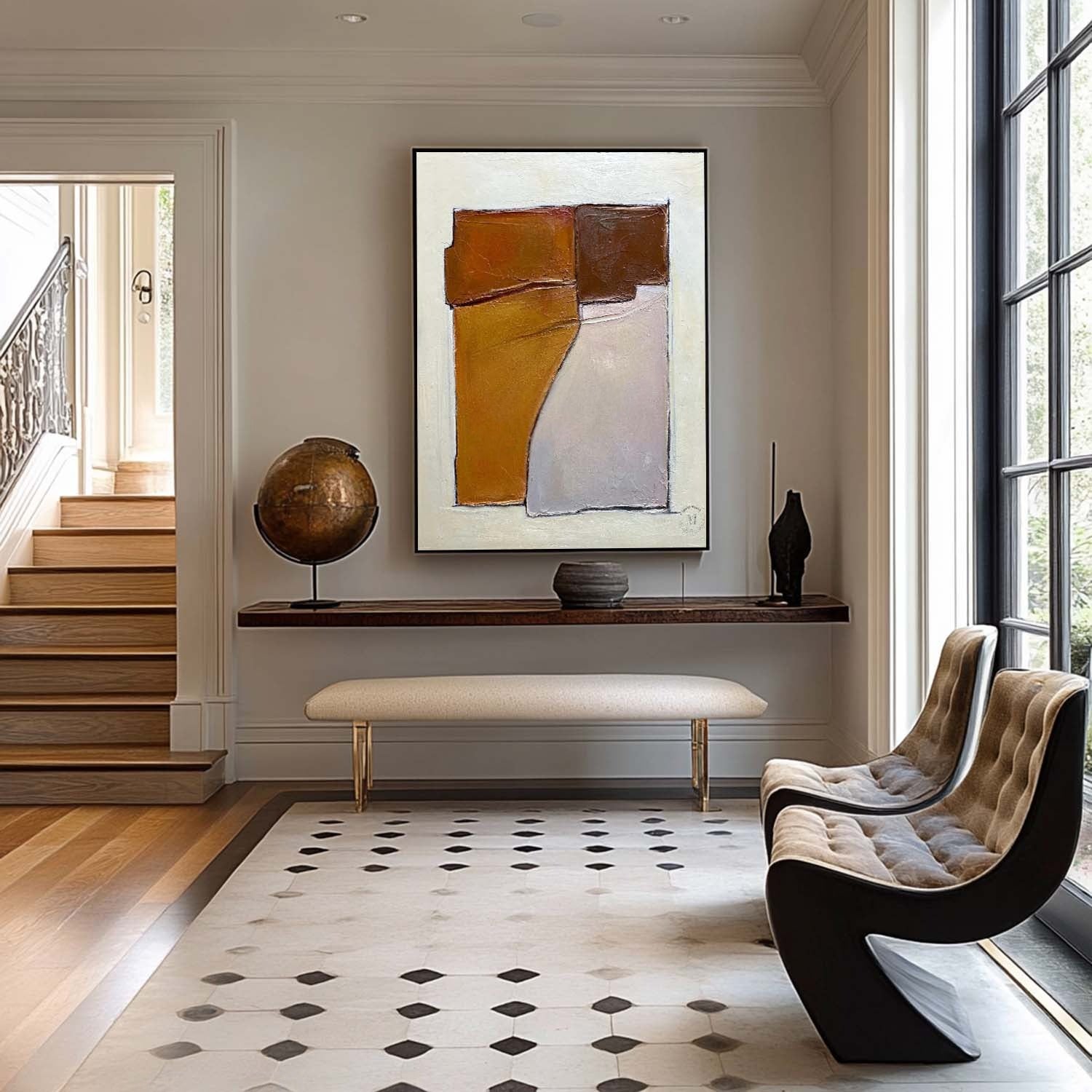 Wall Art Abstract Block Warm Tones