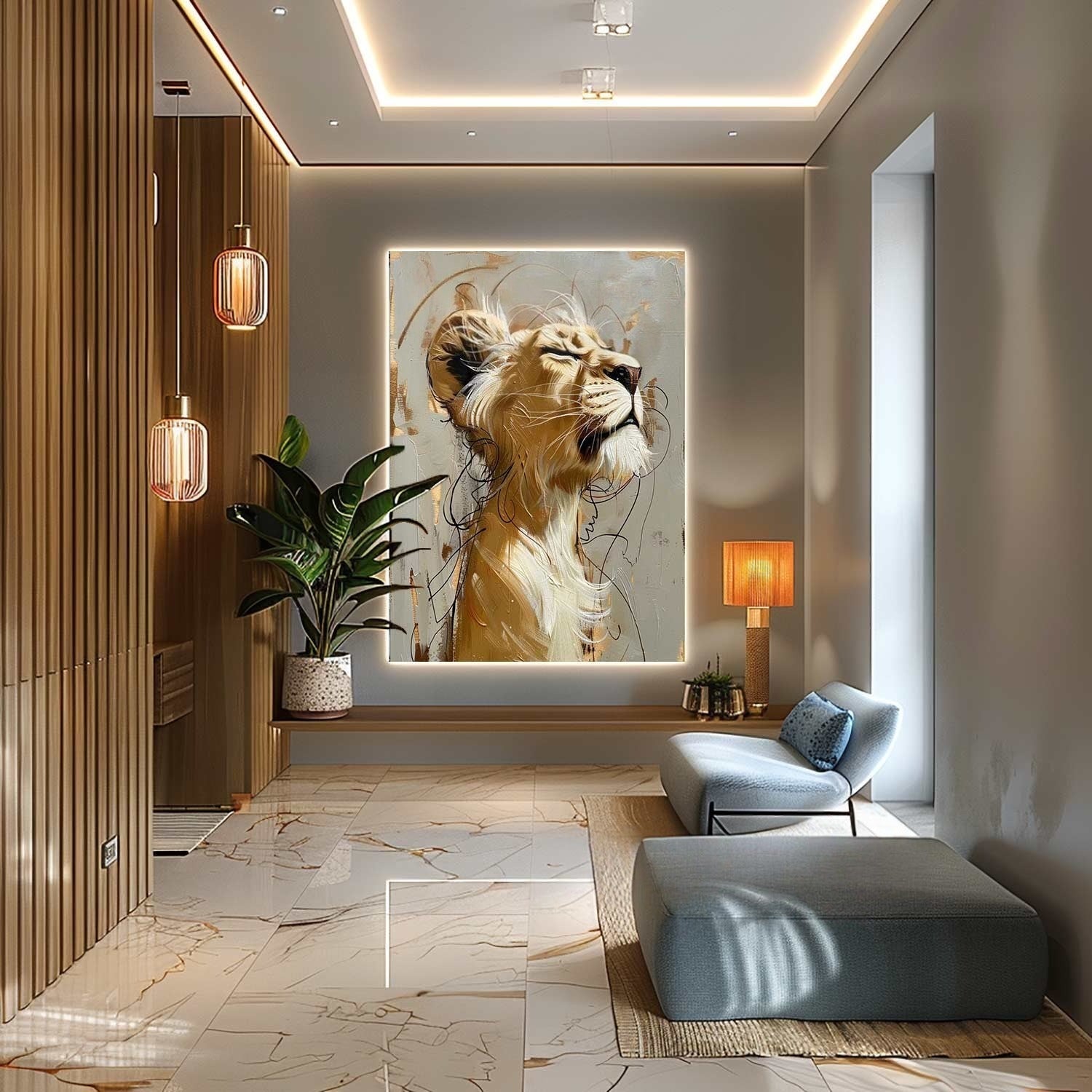 Wall Art Majestic Lioness Gold
