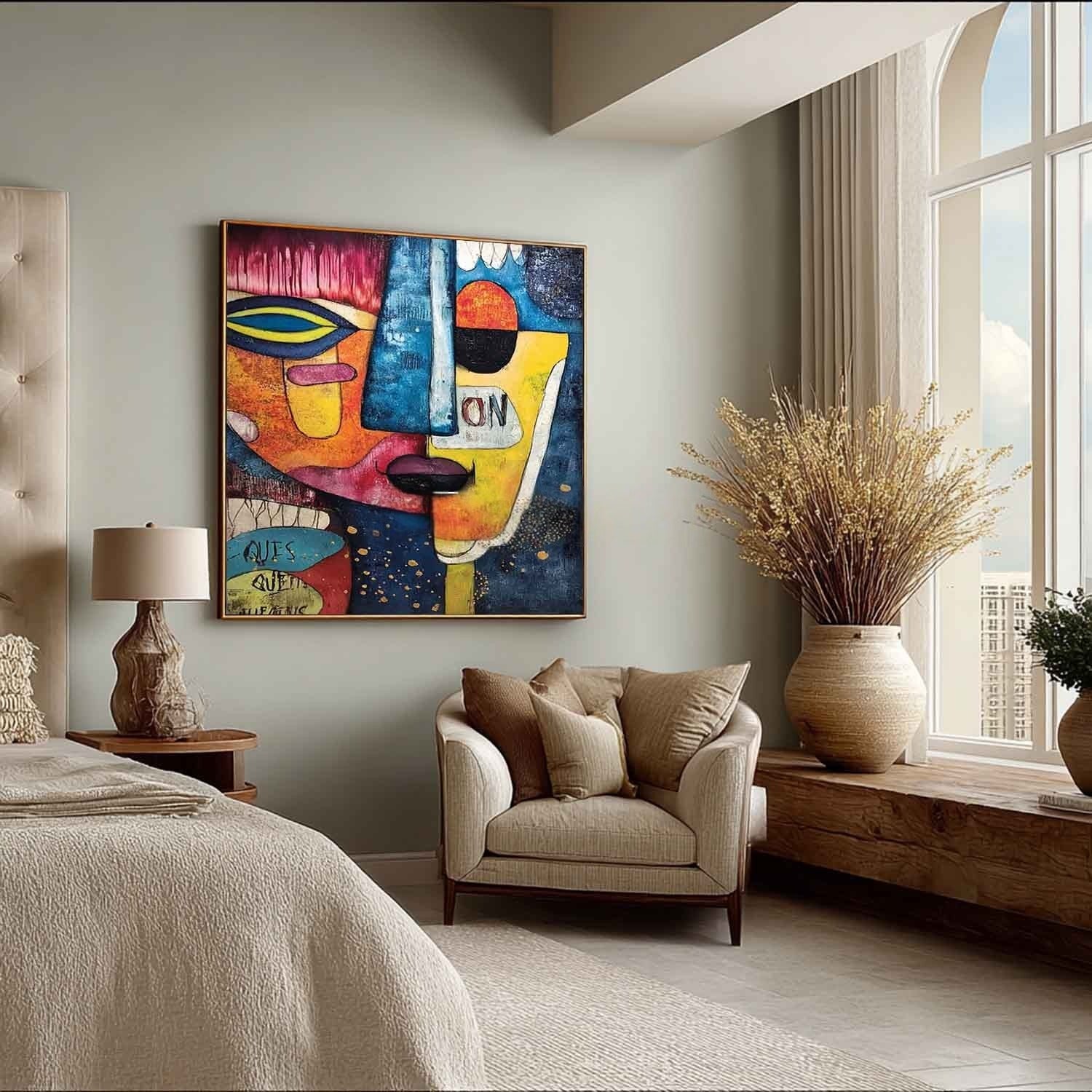 Wall Art Cubist Face Abstract Colorful