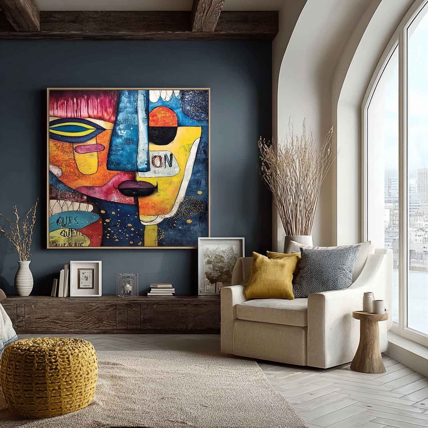 Wall Art Cubist Face Abstract Colorful