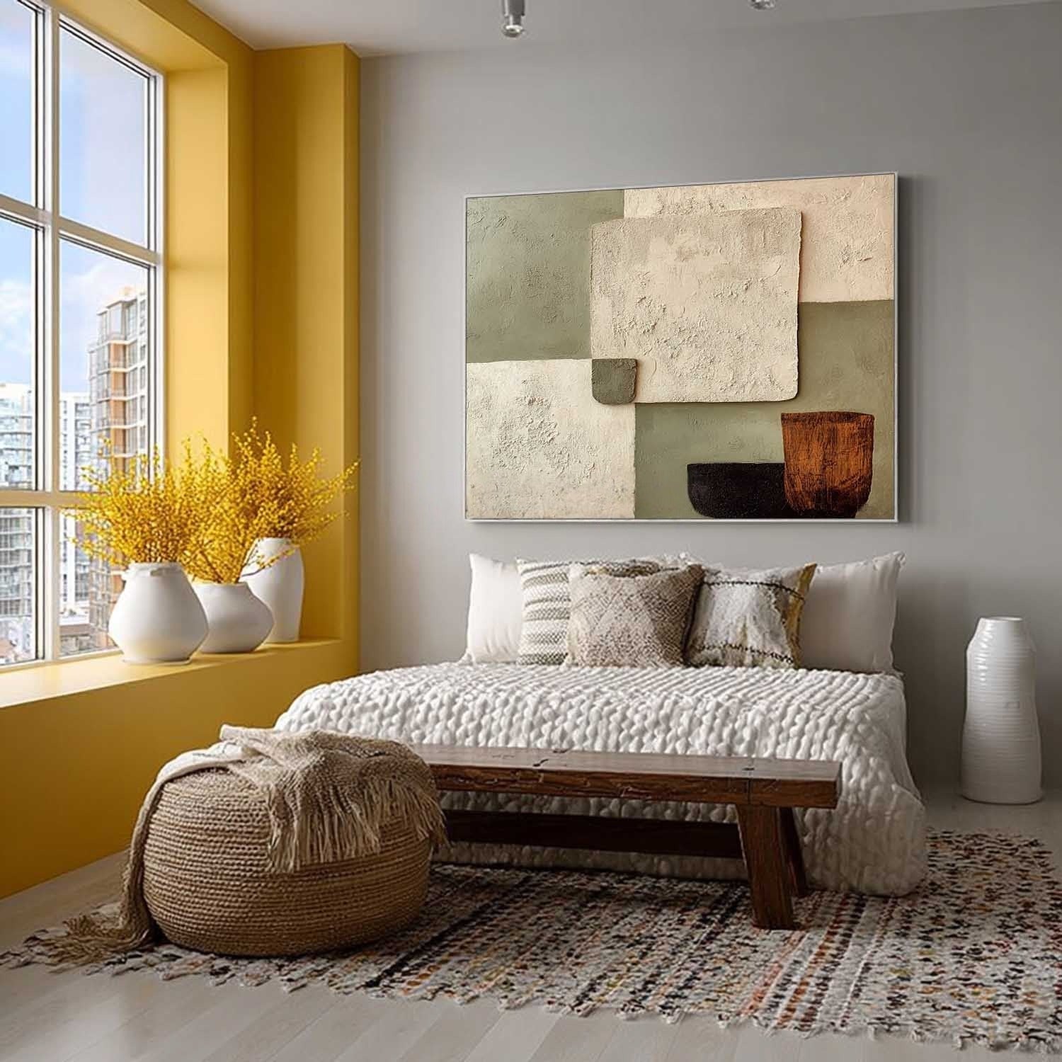 Wabi-Sabi Color Block Texture Painting