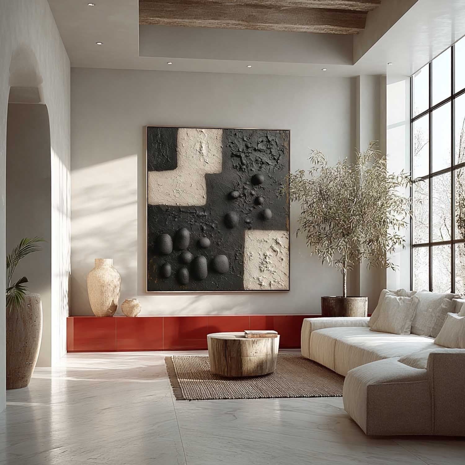 Wall Art Vertical 3D Geometric Pebble