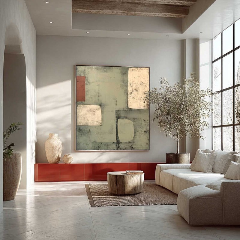 Wall Art Minimalist Geometric Sage Terracotta
