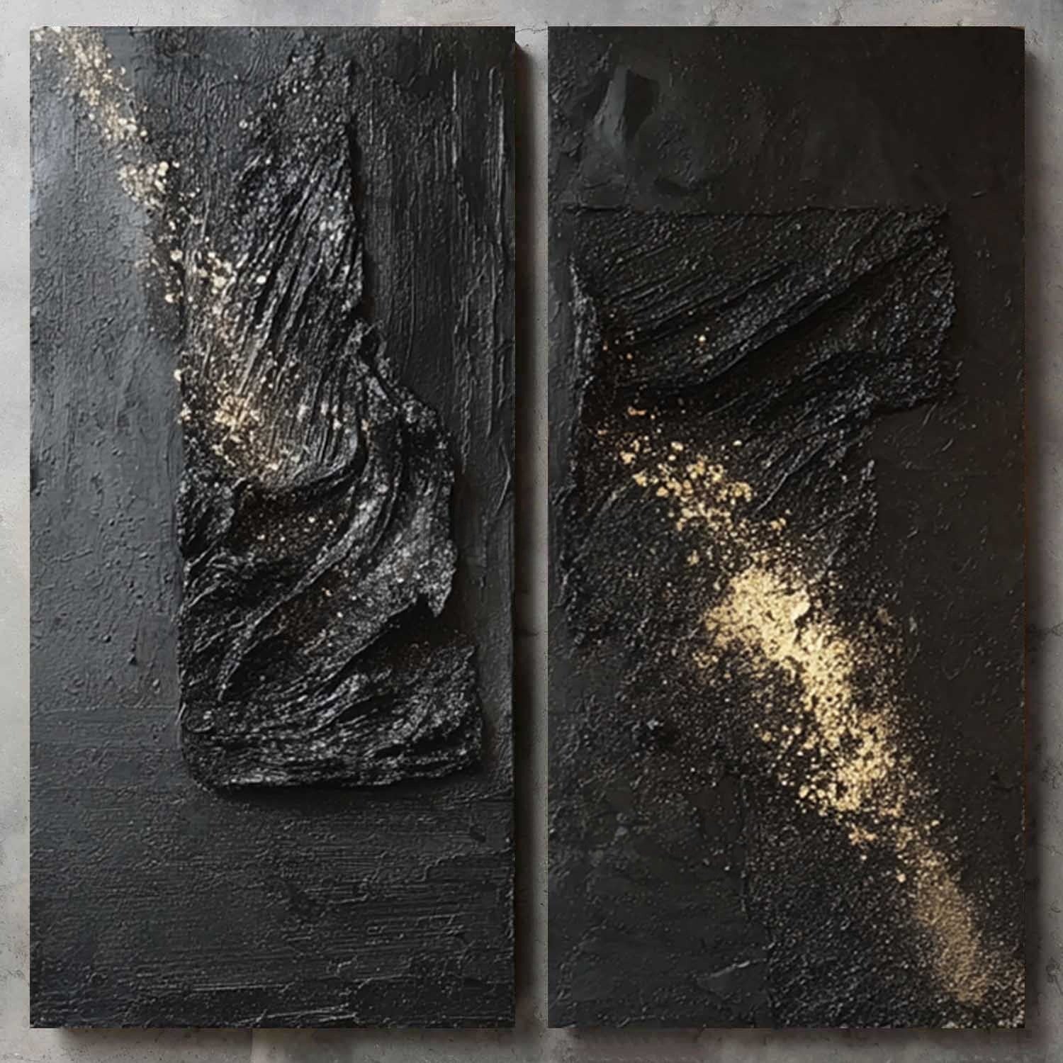 Wall Art Diptych Textured Abstract Wave Scene Luxe