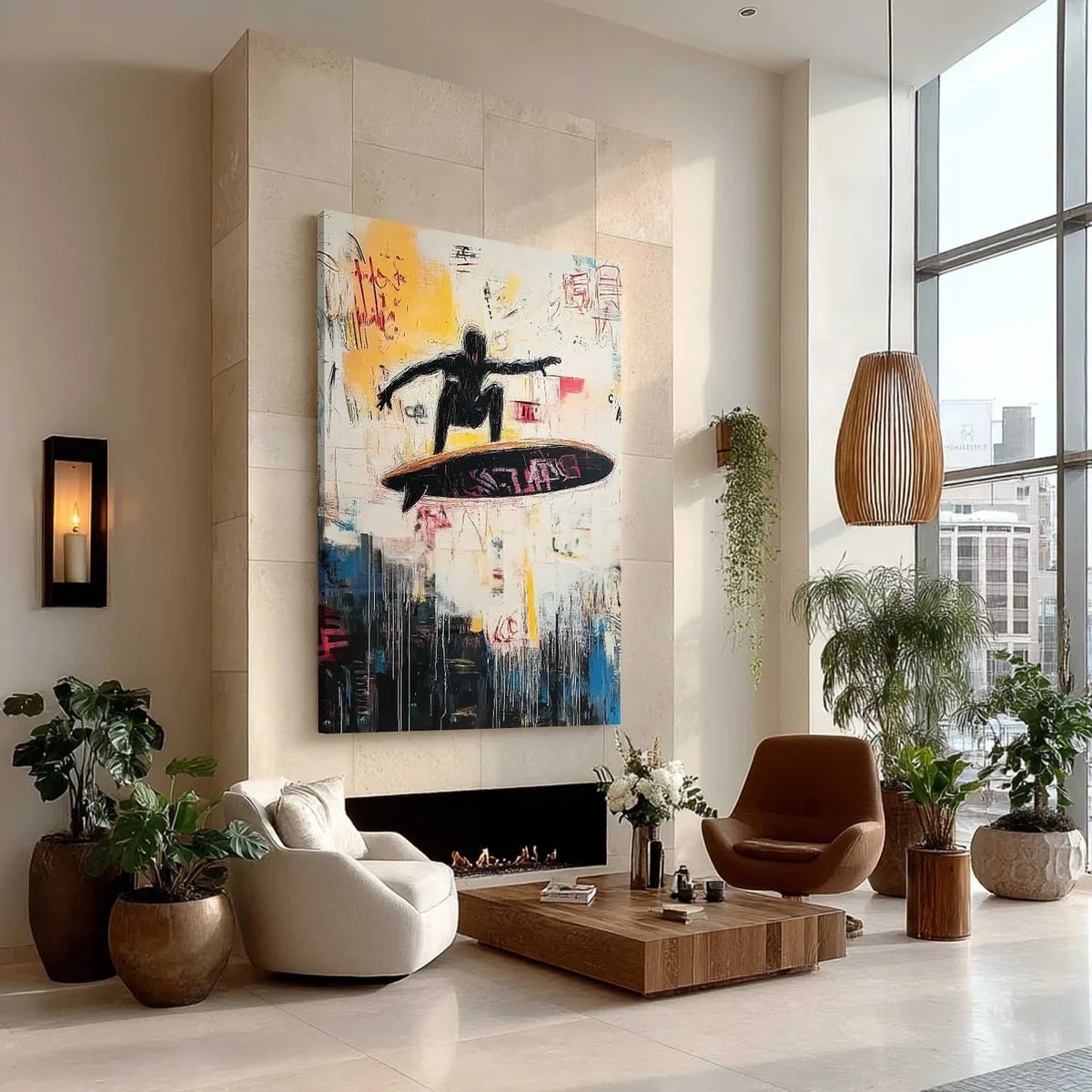 Wall Art Edgy Textured Graffiti Surfer