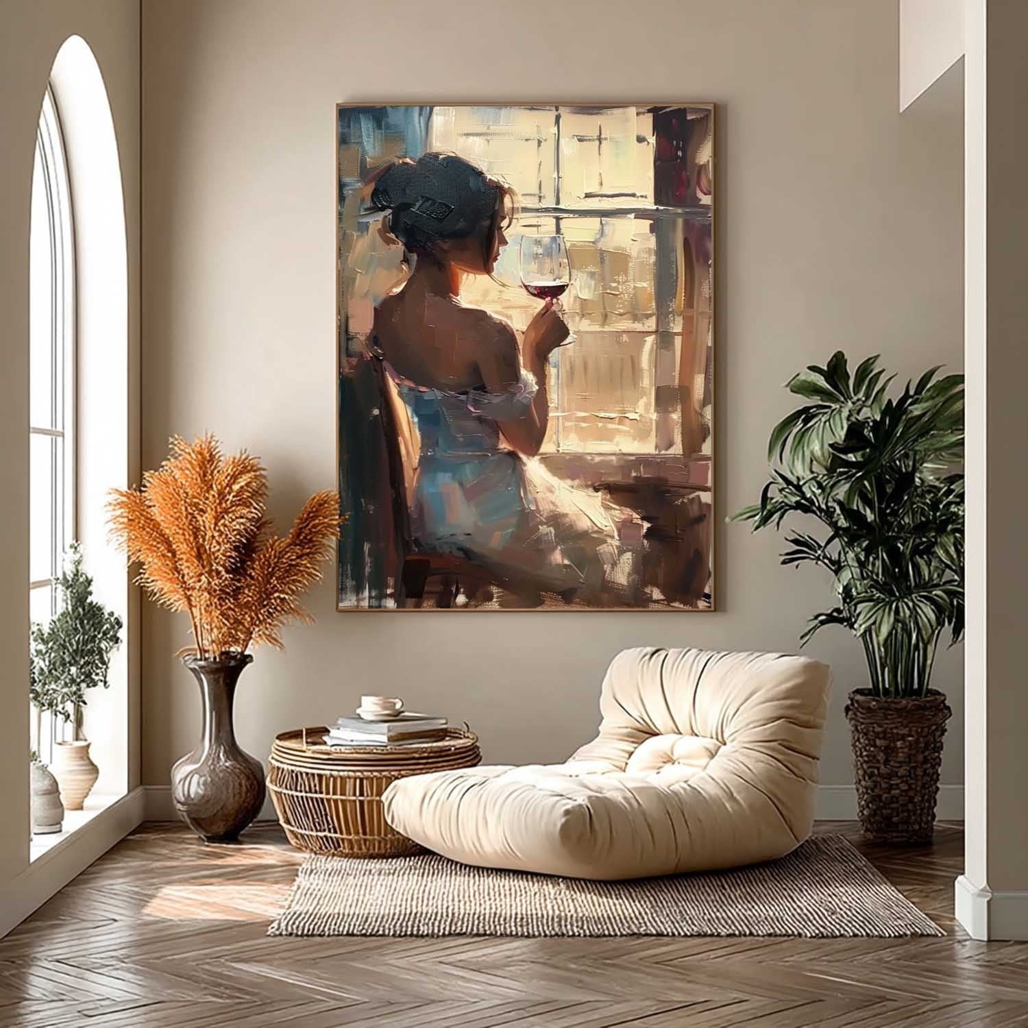 Wall Art Vertical Impressionist Figure Painting Warm
