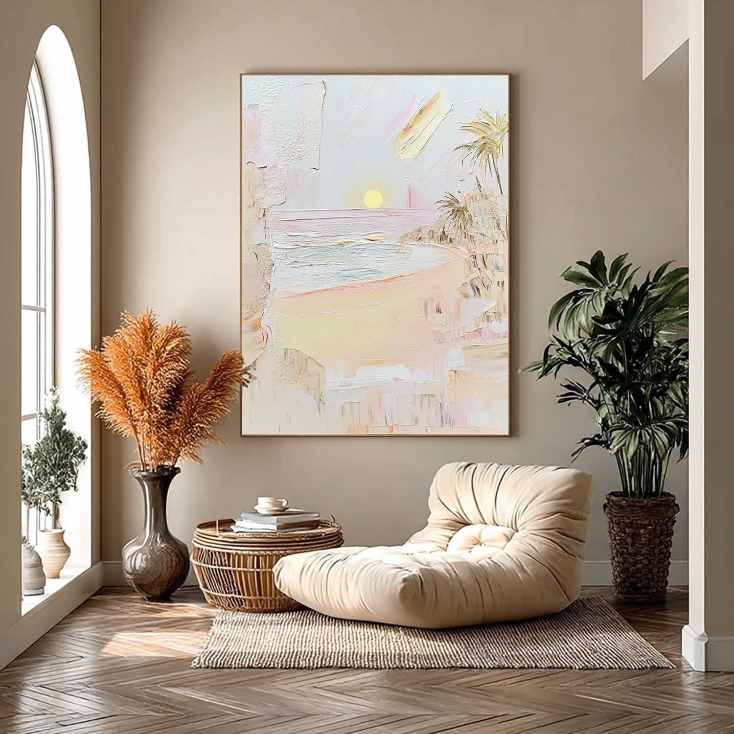 Wall Art Rectangle Impressionist Beach Sunset Art Pastel
