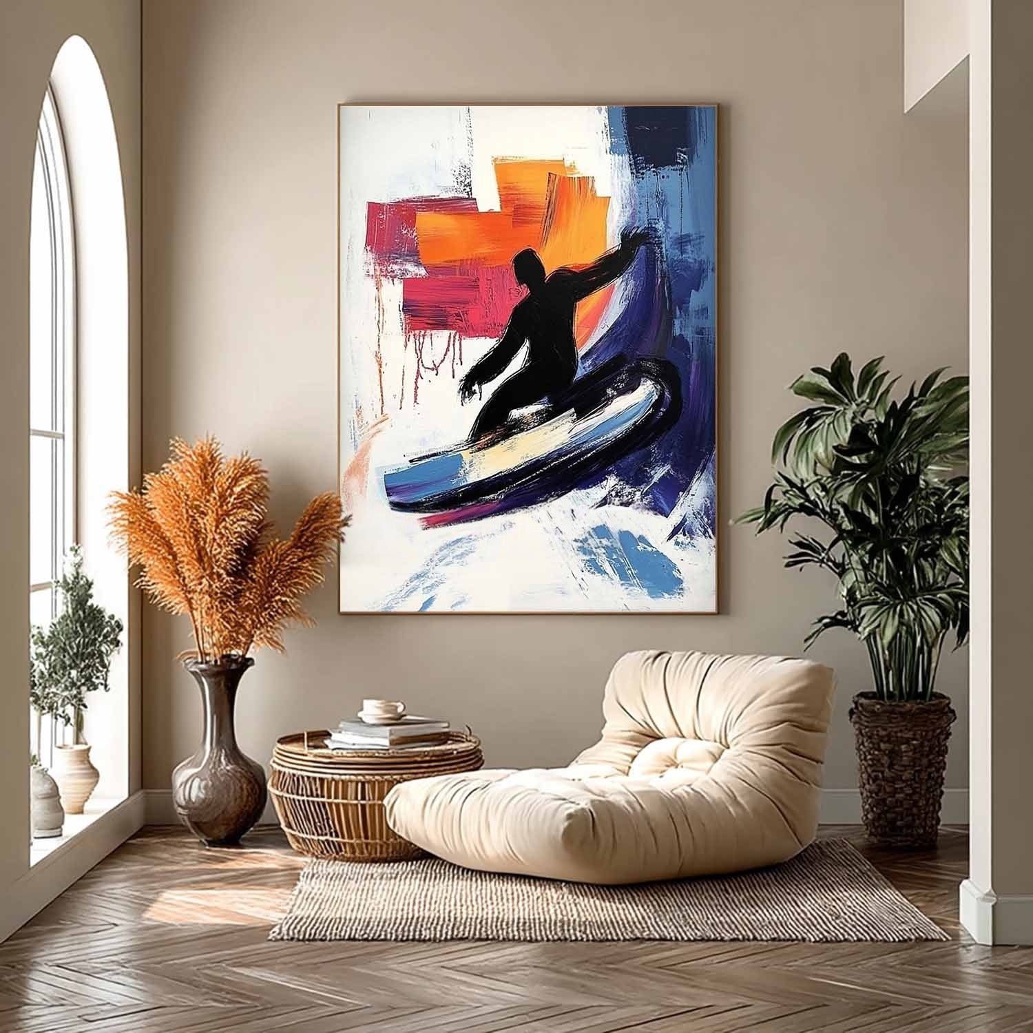 Wall Art Dynamic Textured Surfer Wave