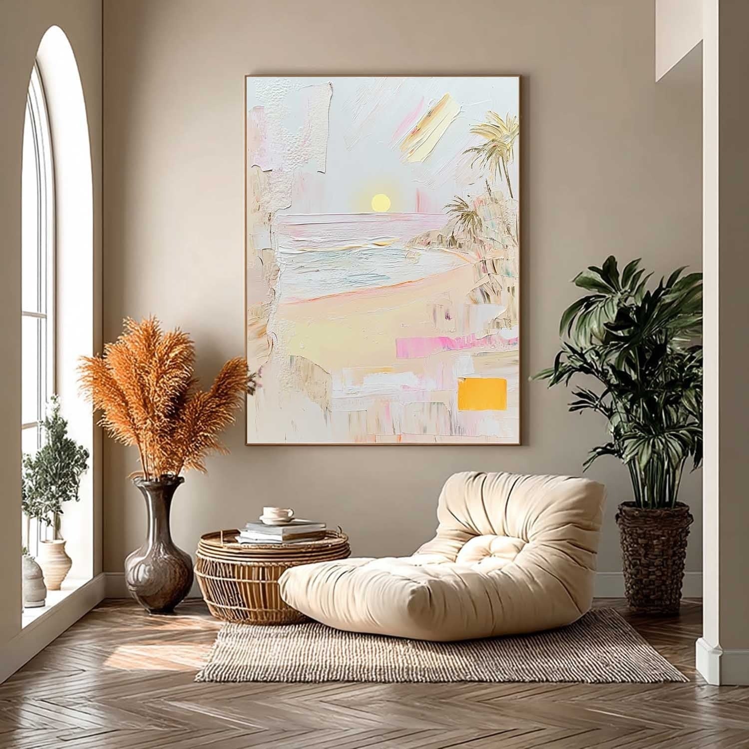 Wall Art Rectangle Impressionist Beach Sunset Art Pastel