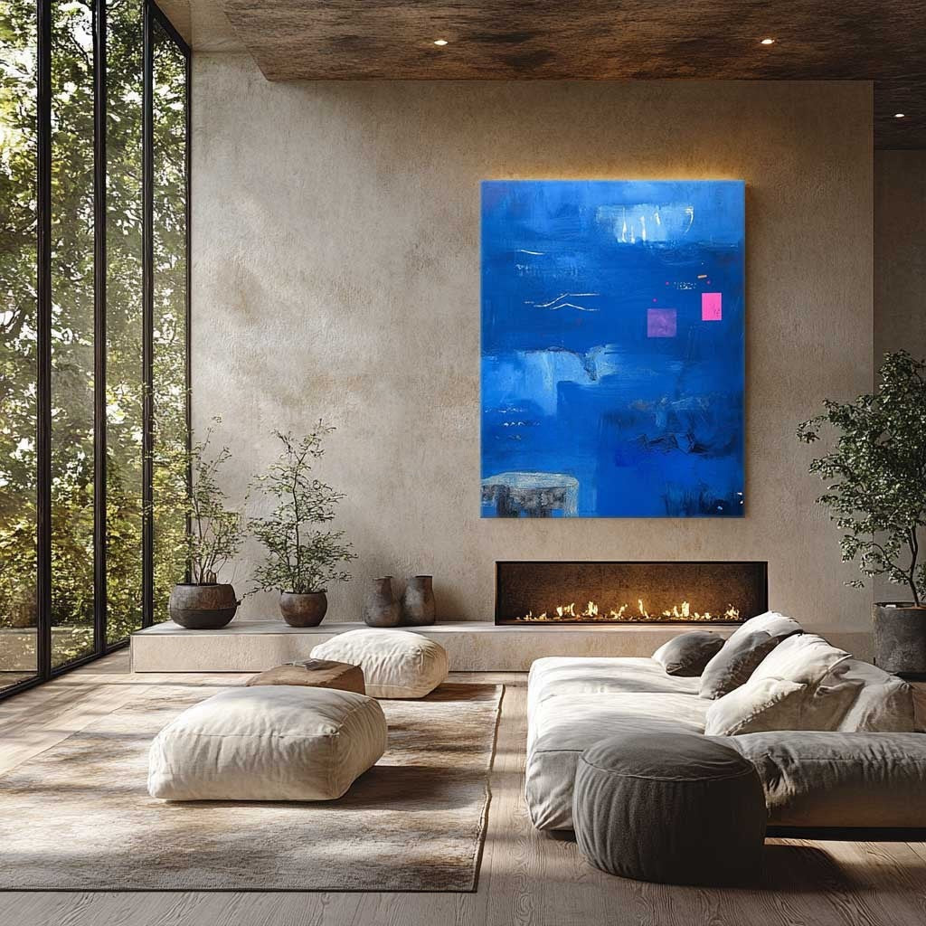 Wall Art Artistic Textured Vivid Blue
