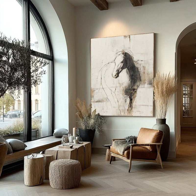 Wall Art Monochrome Horse Portrait Minimalist