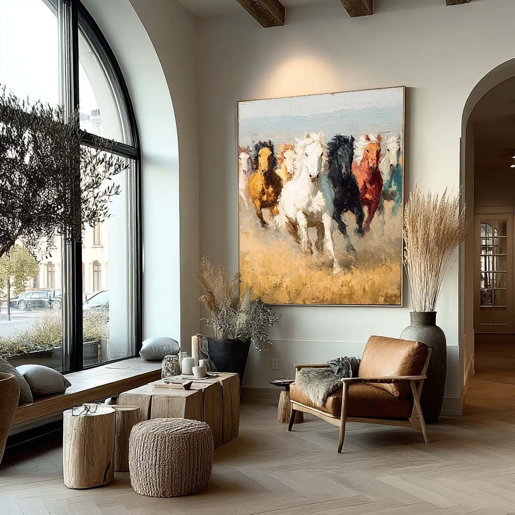 Wild Horses Running 3D Impasto Painting