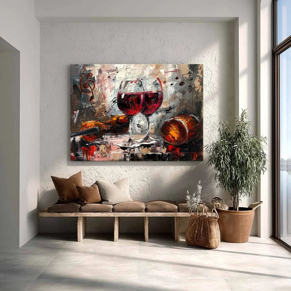 Wall Art Lyrical Textured Wine Glass