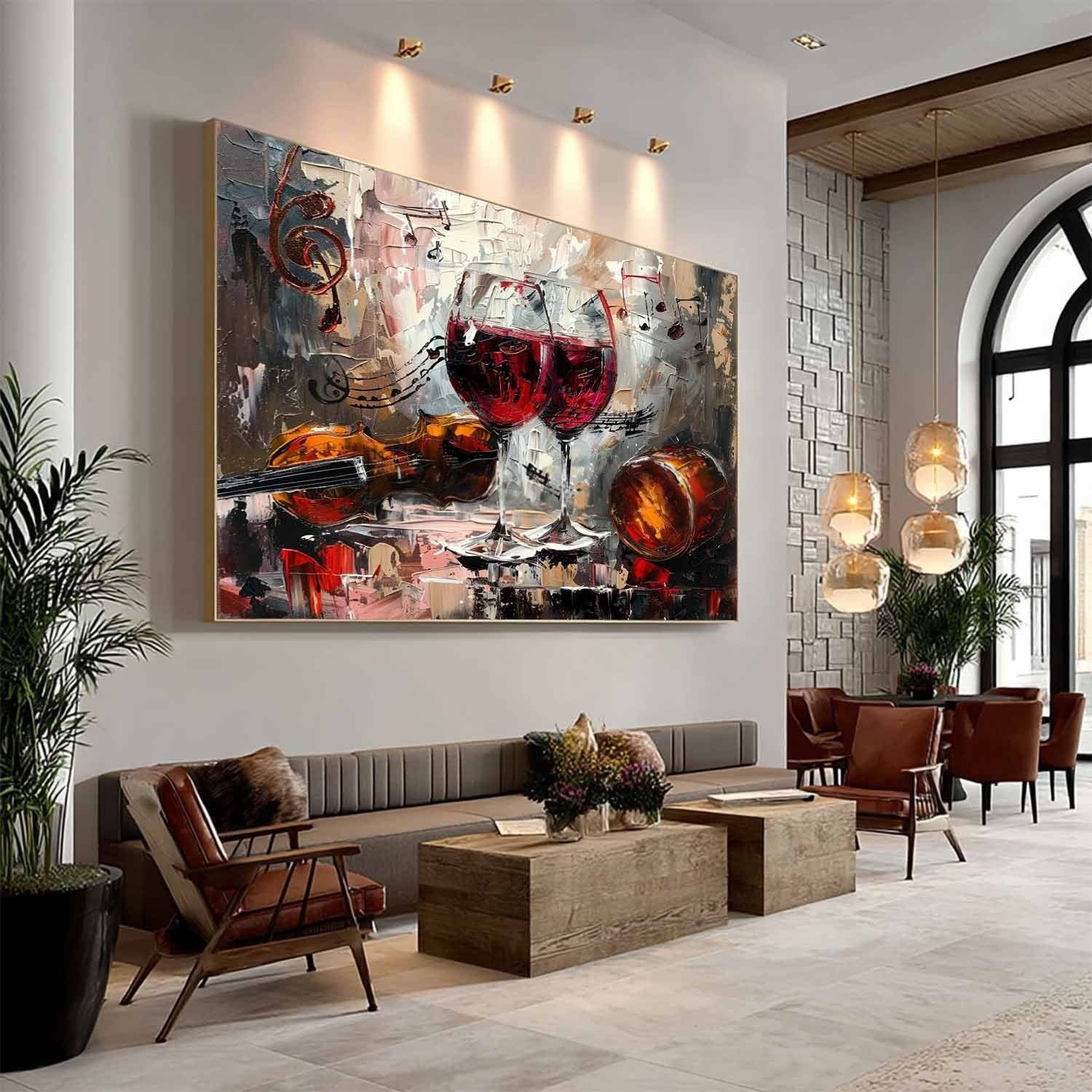 Wall Art Lyrical Textured Wine Glass