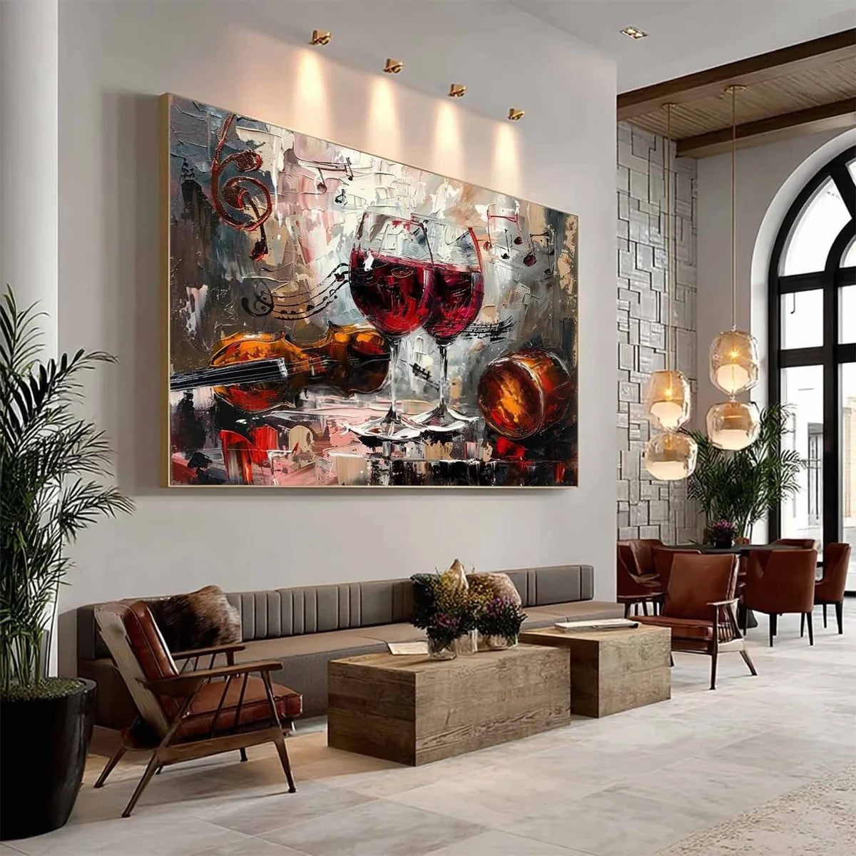 Wall Art Lyrical Textured Wine Glass