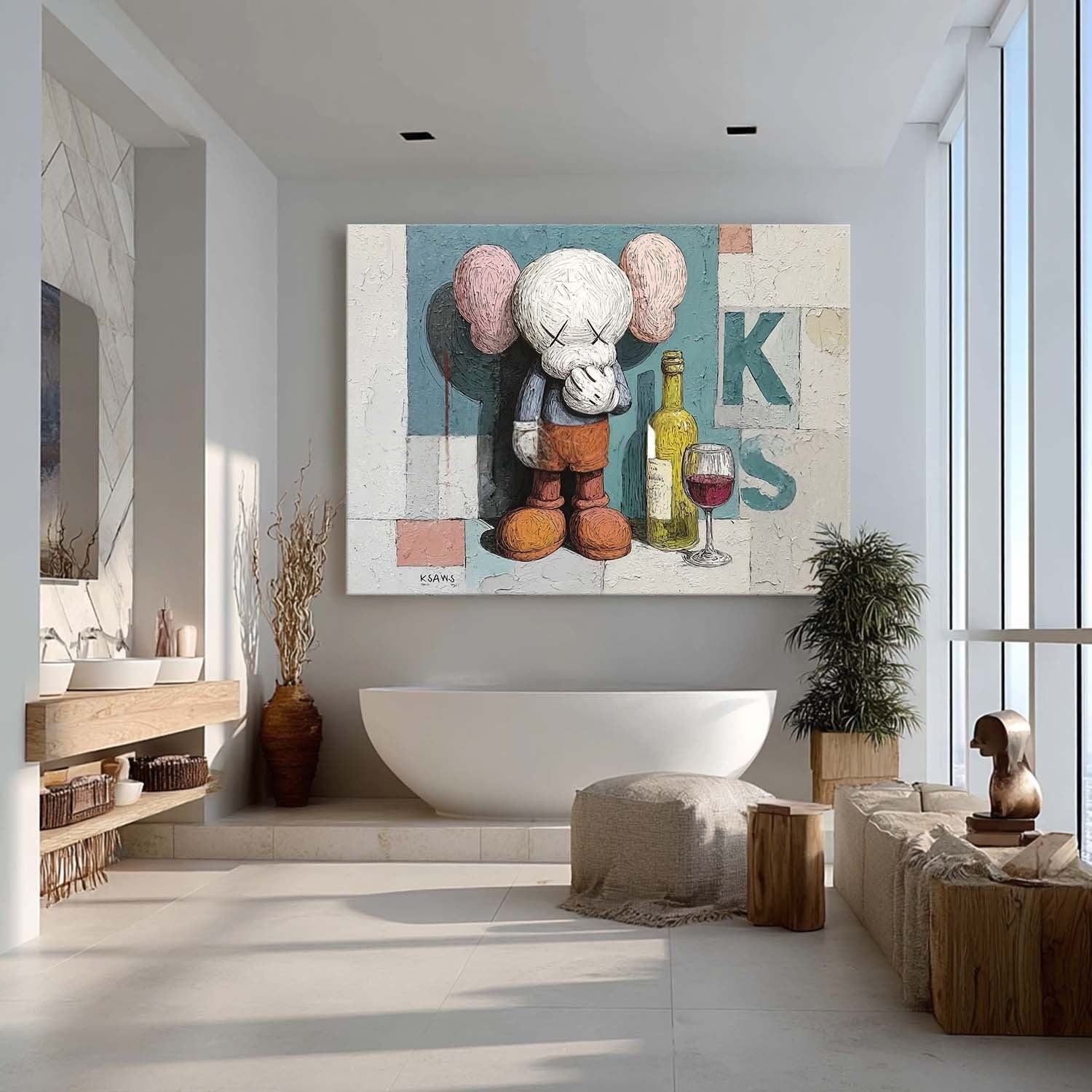 Wall Art Playful Textured Kaws Companion