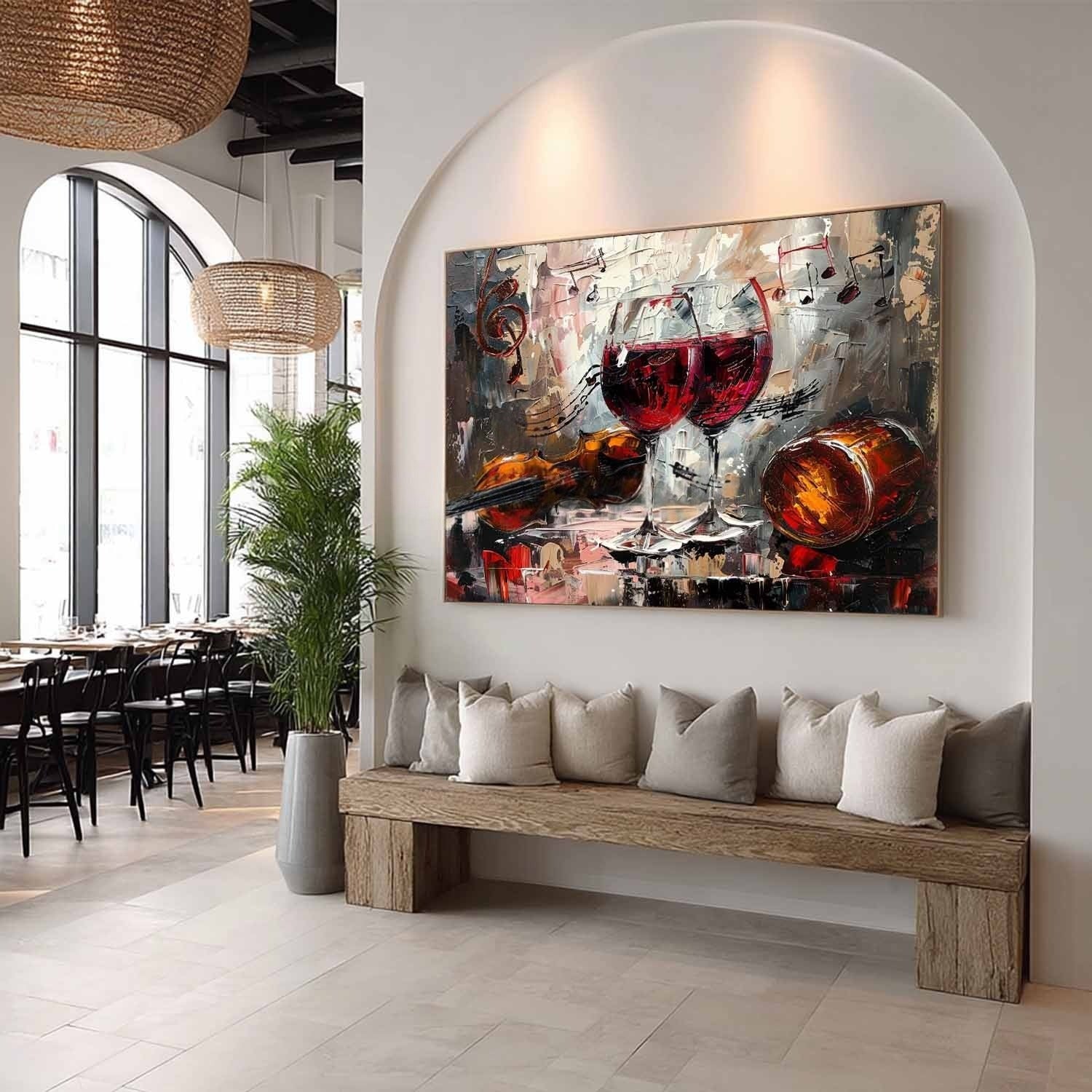 Wall Art Lyrical Textured Wine Glass