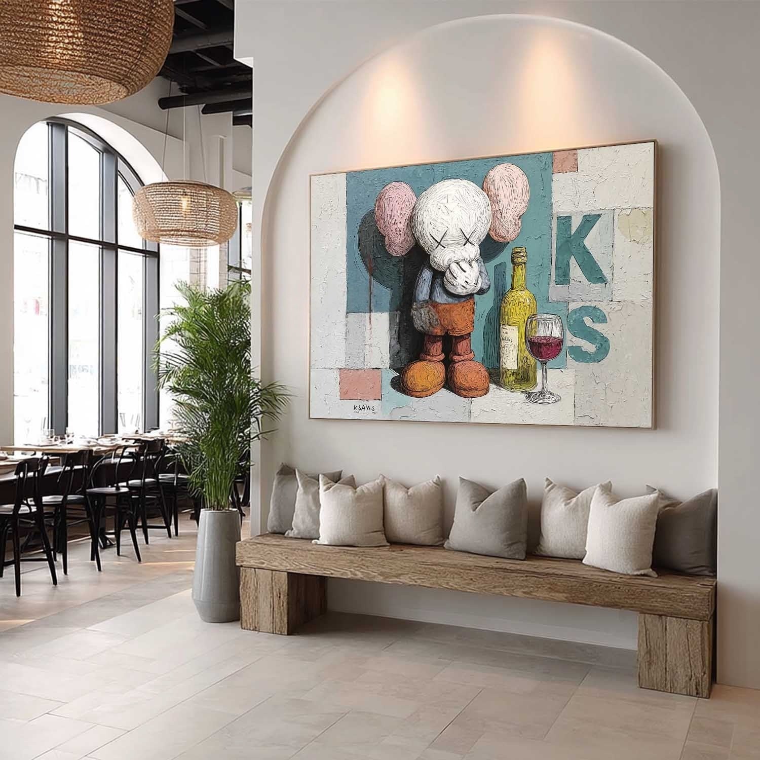 Wall Art Playful Textured Kaws Companion