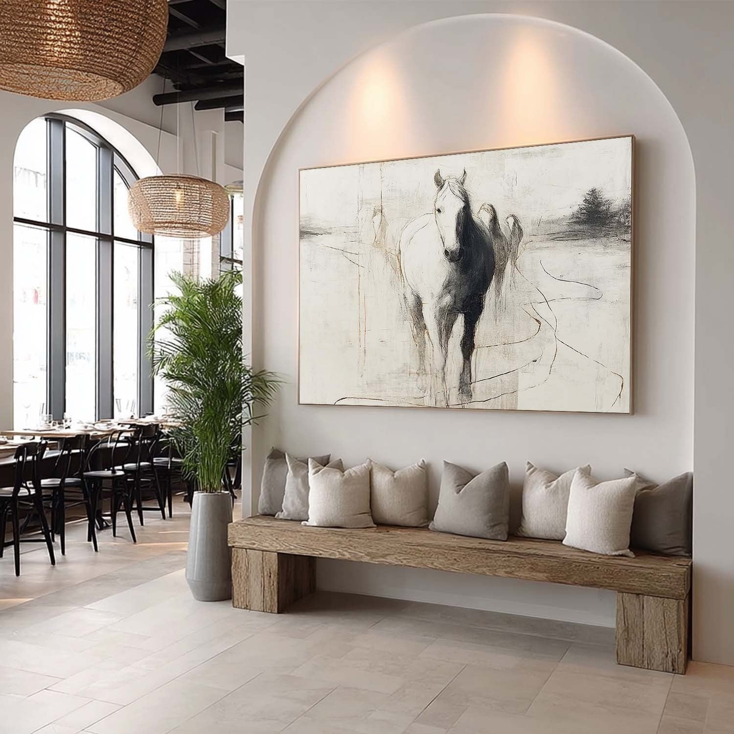 Wall Art Panoramic Abstract Horse Scene Minimalist