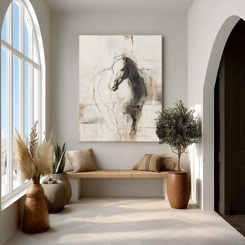 Wall Art Monochrome Horse Portrait Minimalist