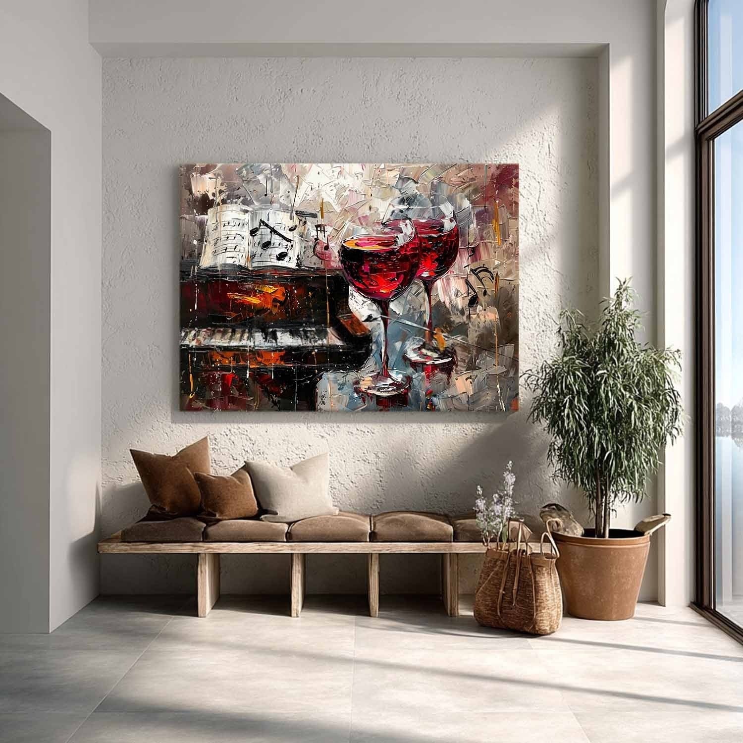 Wall Art Melodic Textured Wine Glass