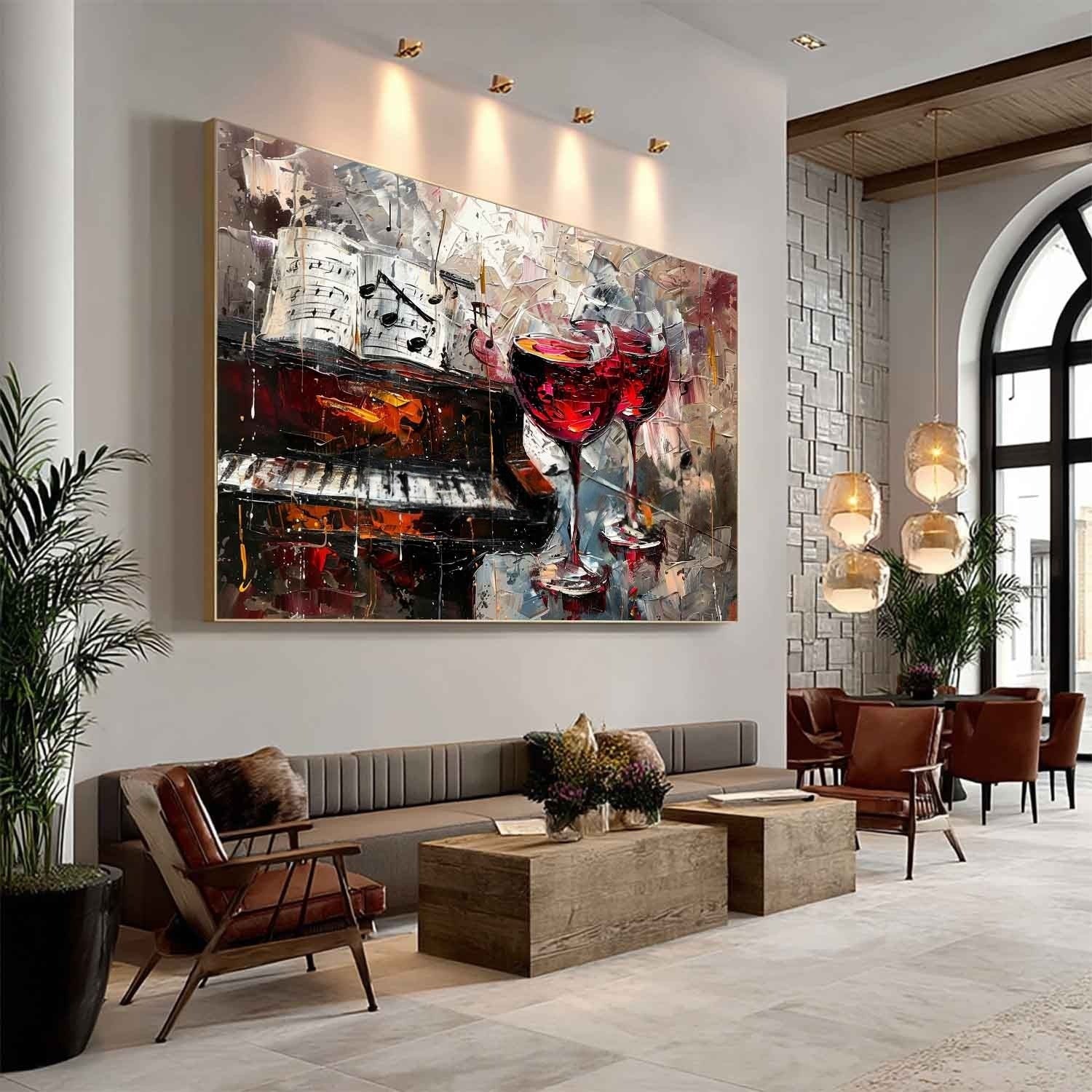 Wall Art Melodic Textured Wine Glass