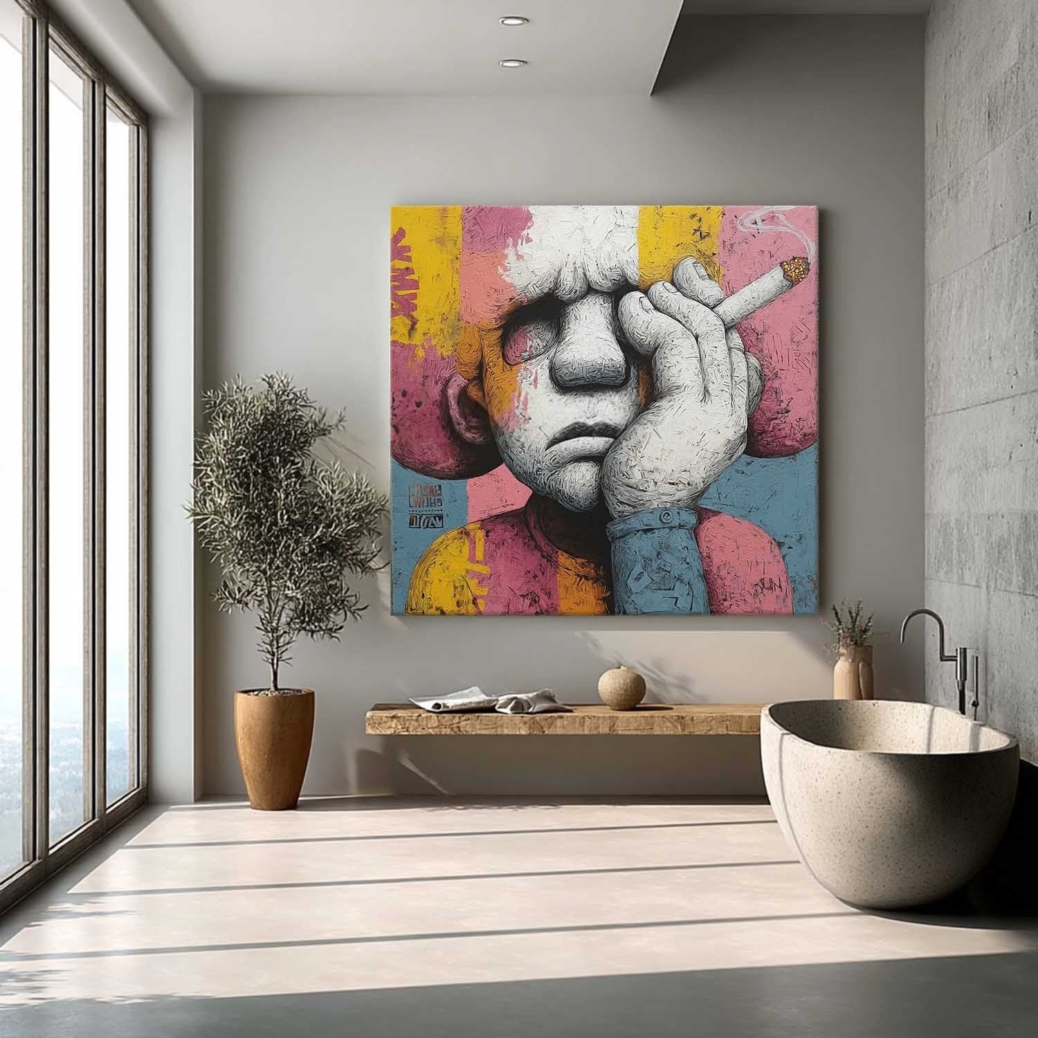 Melancholic Pop Art Impasto Painting