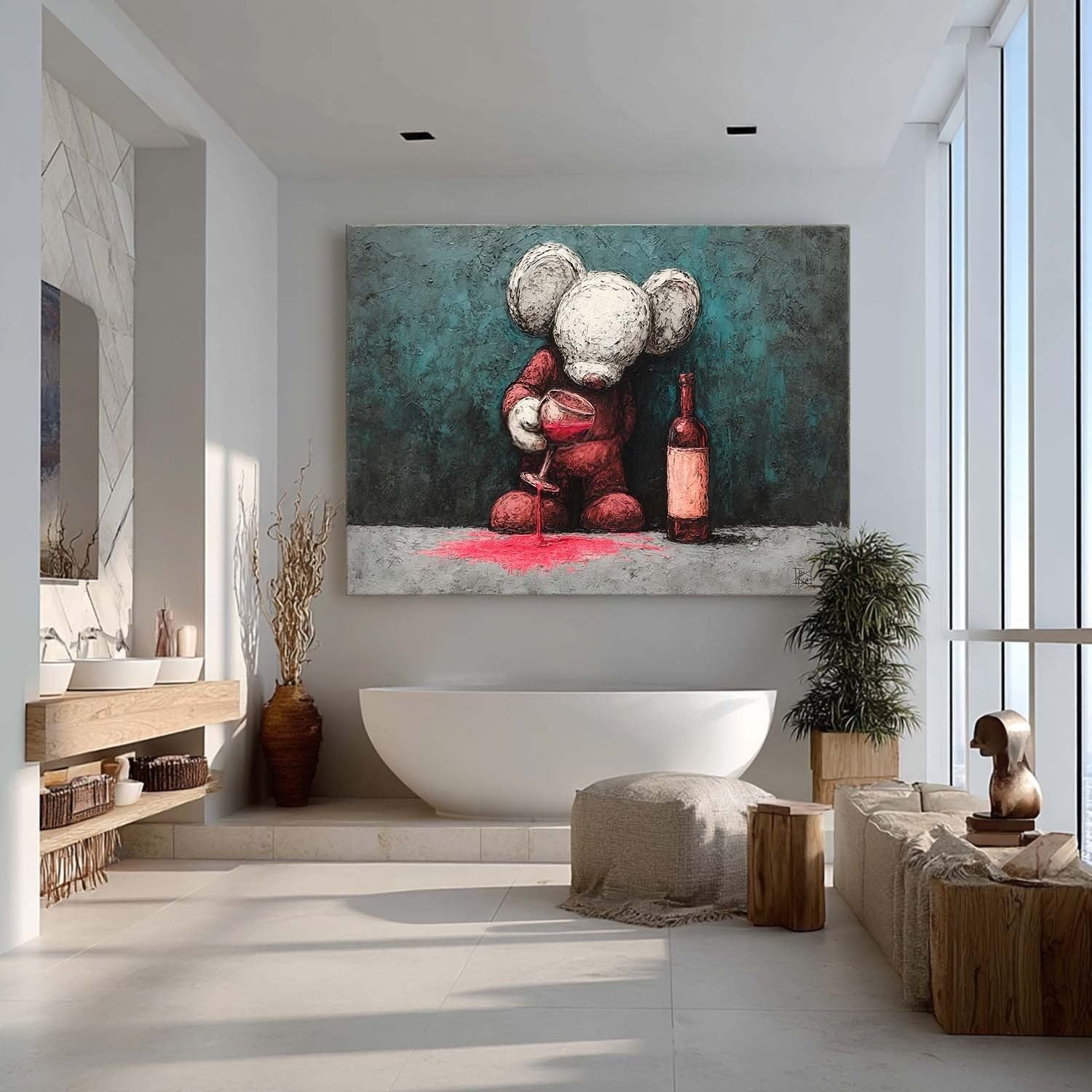 Wall Art Panoramic Textured Cartoon Character Scene Moody