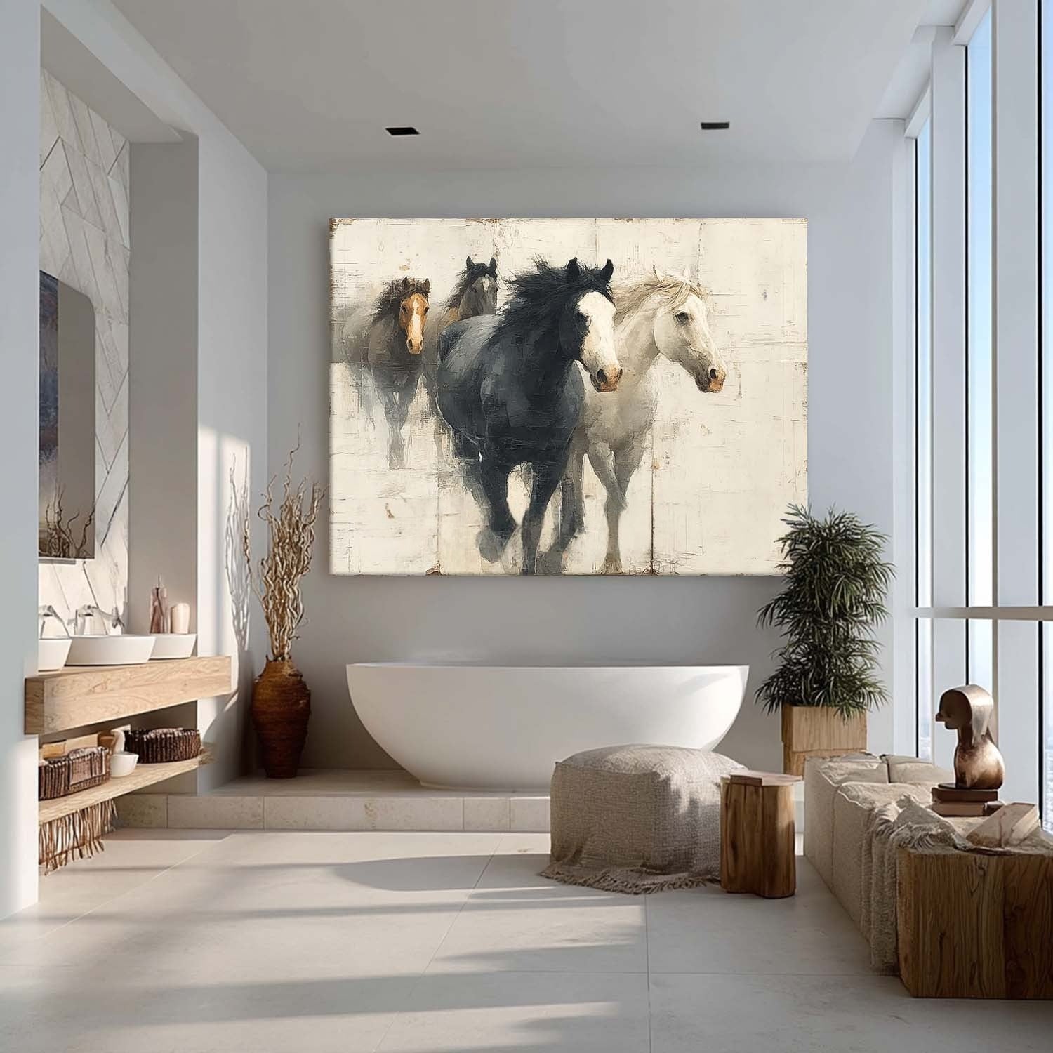 Wall Art Dynamic Textured Running Horses