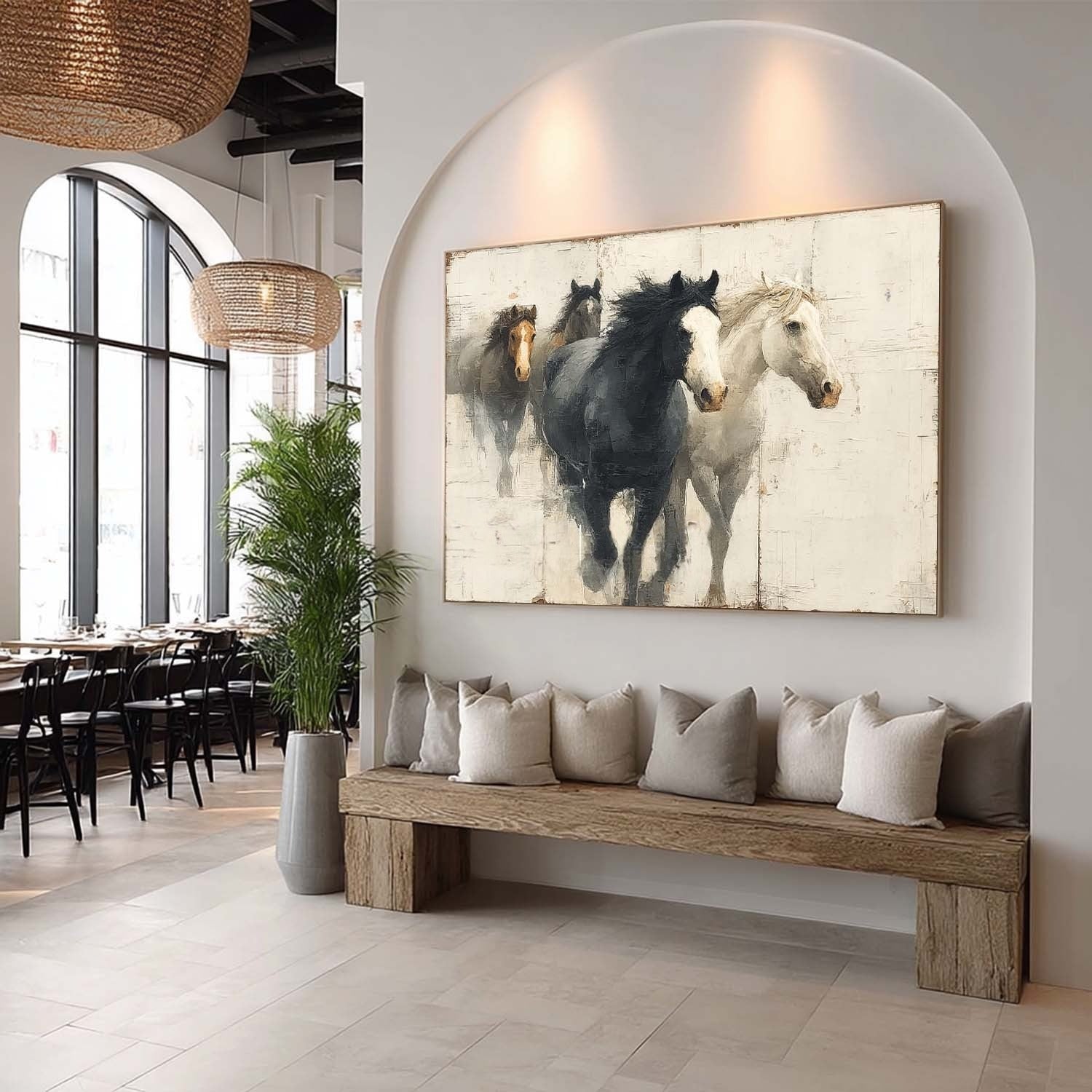 Wall Art Dynamic Textured Running Horses