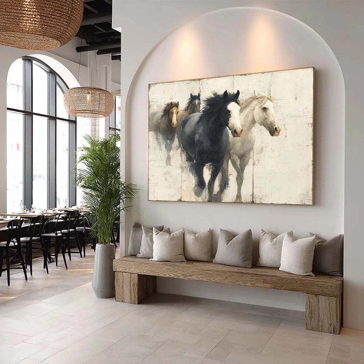 Wall Art Dynamic Textured Running Horses