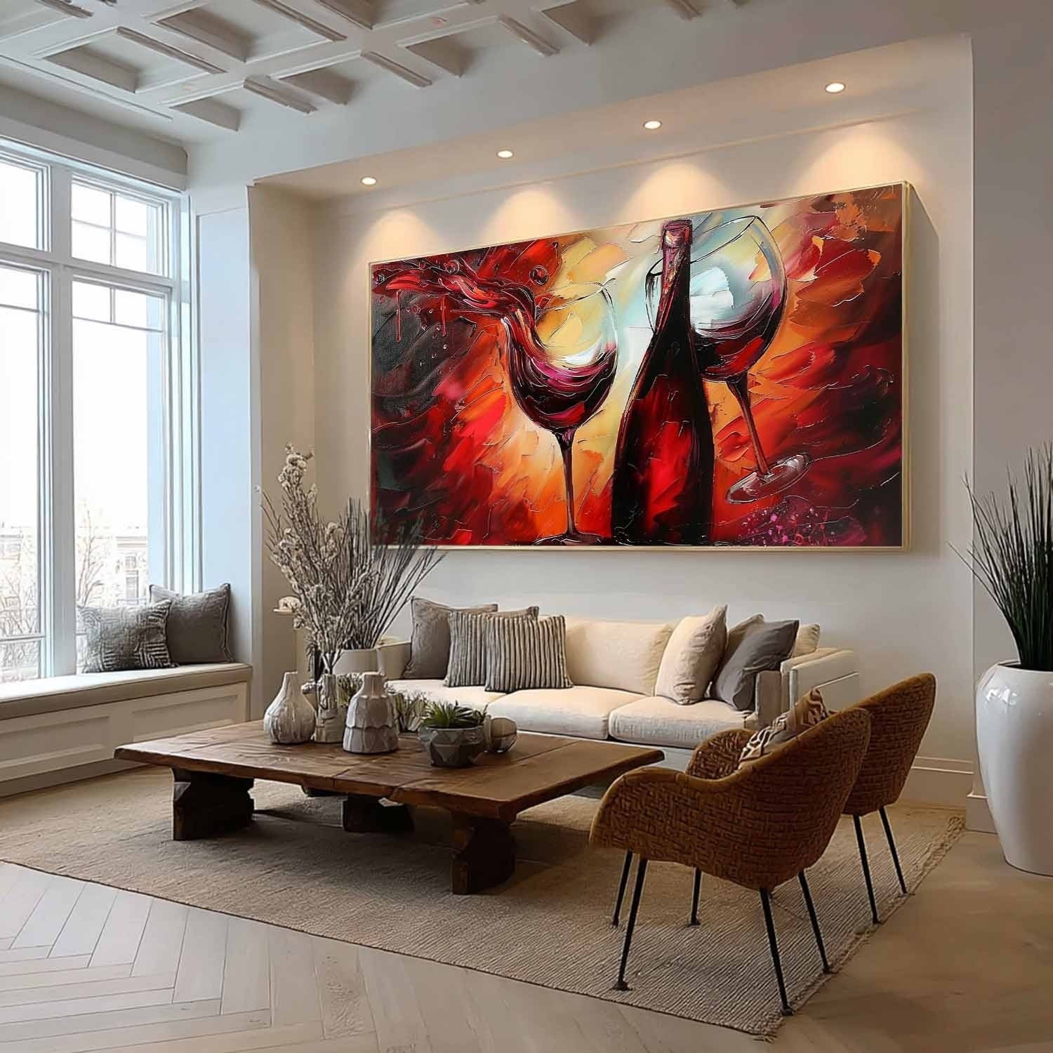 Wall Art Vibrant Textured Wine Bottle