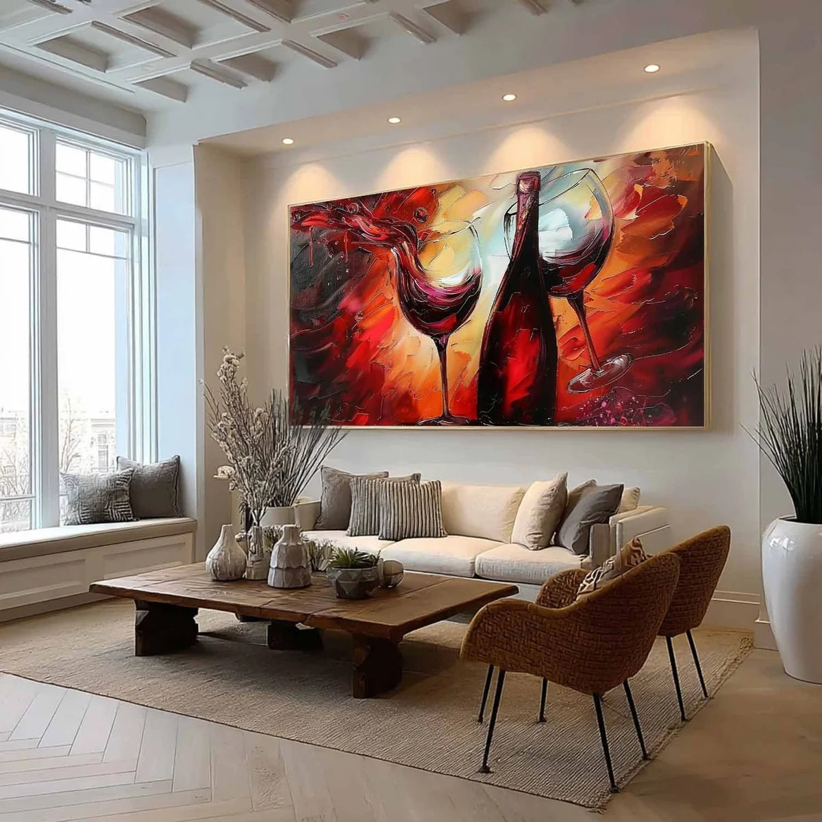 Wall Art Vibrant Textured Wine Bottle