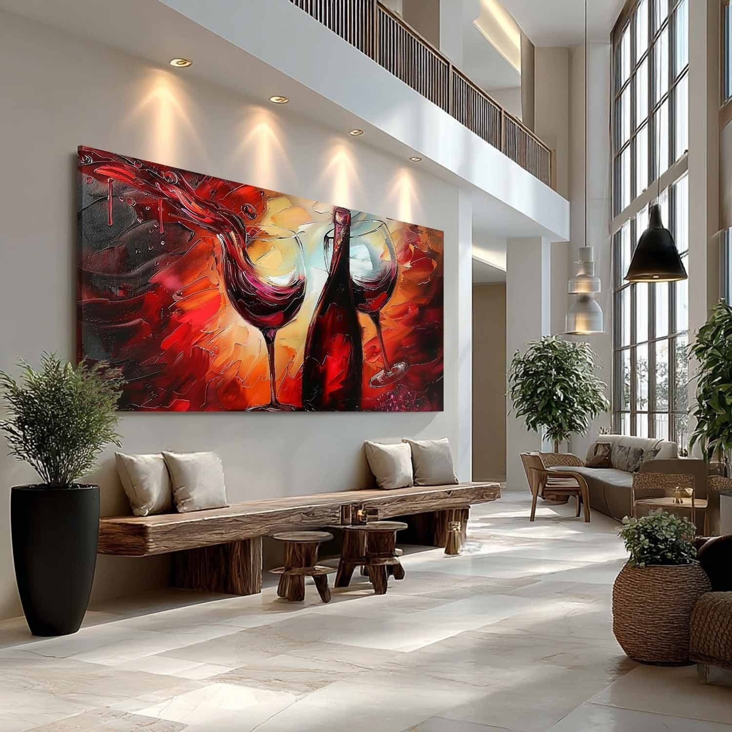 Wall Art Vibrant Textured Wine Bottle