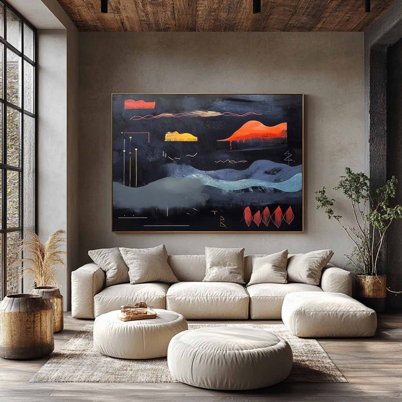 Wall Art Dramatic Textured Layered Dark