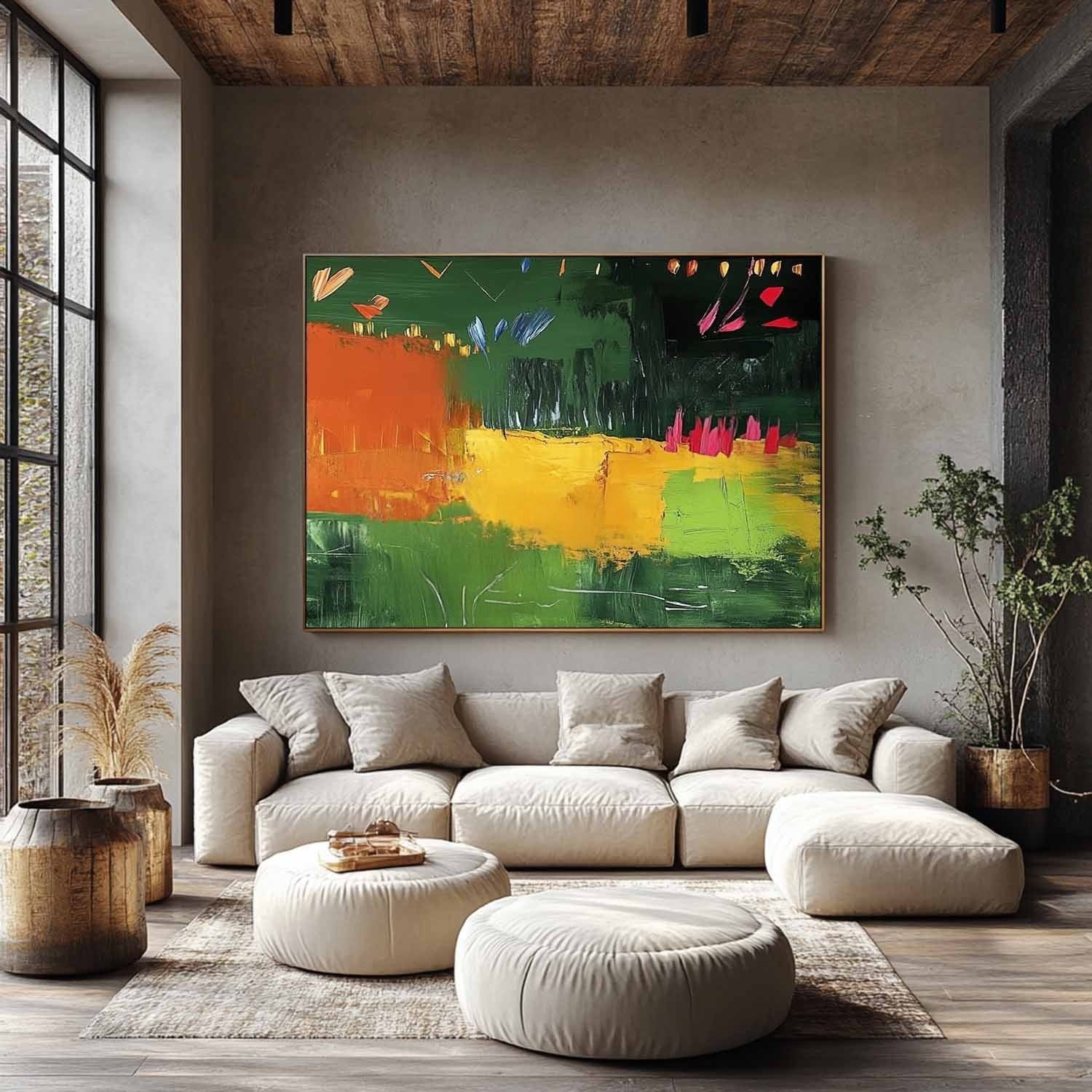 Wall Art Energetic Textured Bold Green