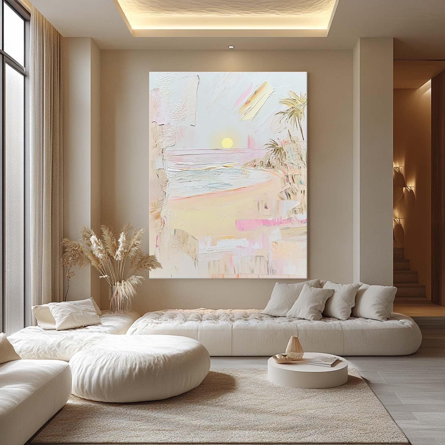 Wall Art Rectangle Impressionist Beach Sunset Art Pastel