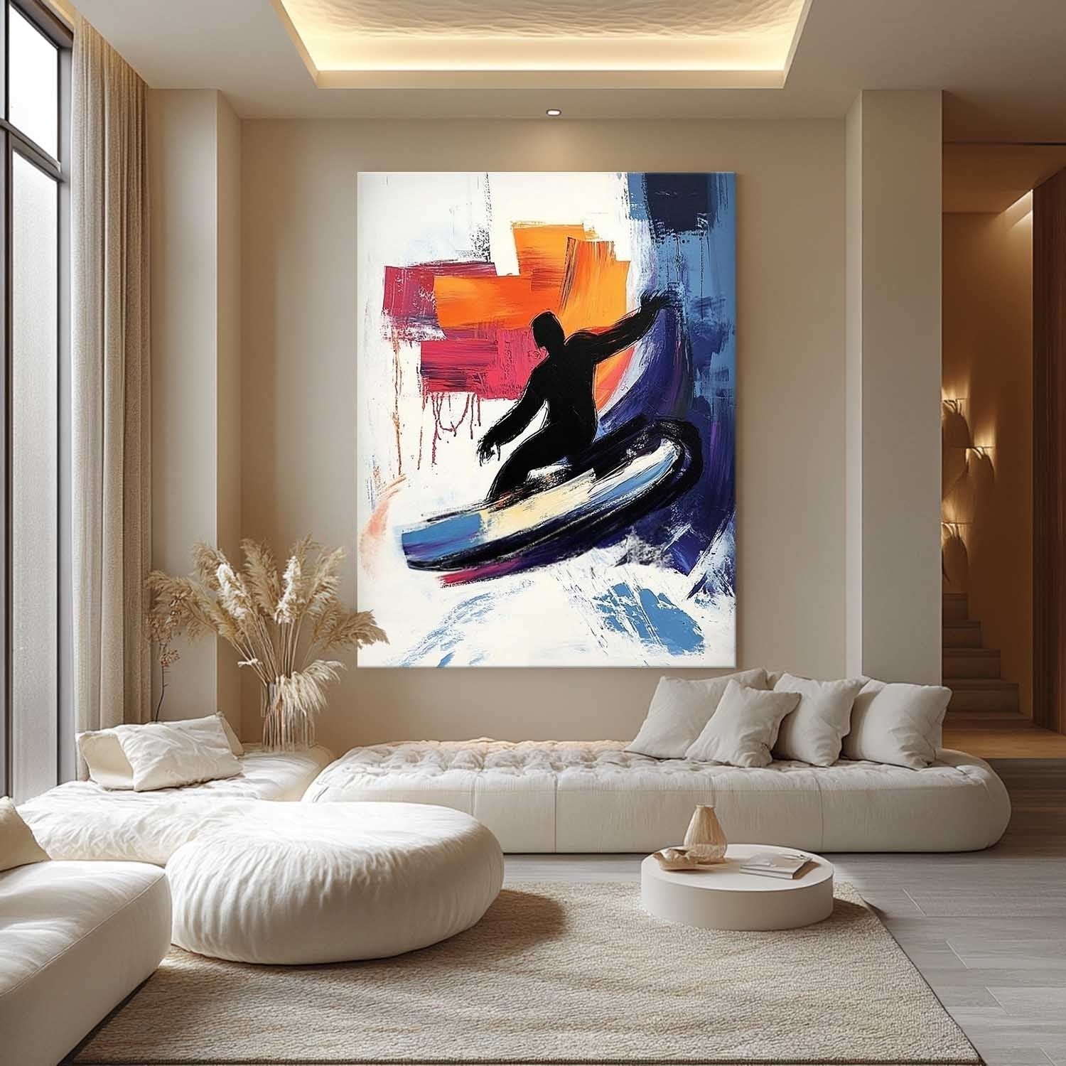 Wall Art Dynamic Textured Surfer Wave
