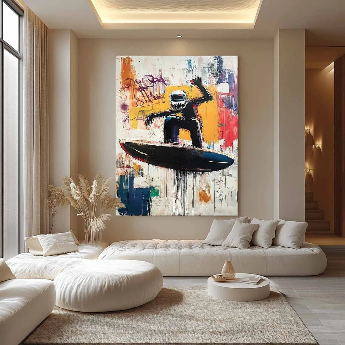 Wall Art Futuristic Textured Helmeted Surfer
