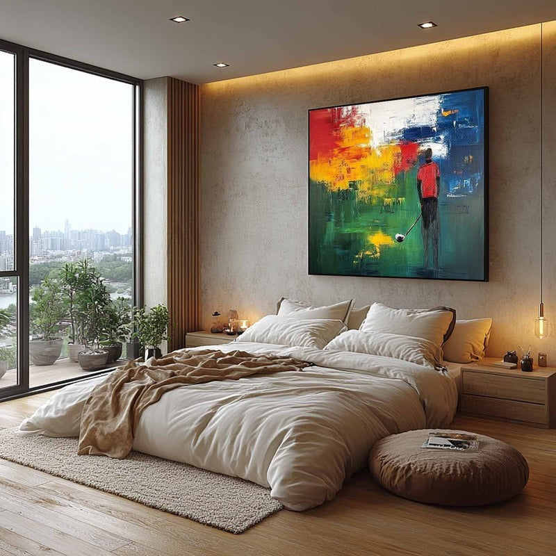 Wall Art Abstract Golf Player Painting