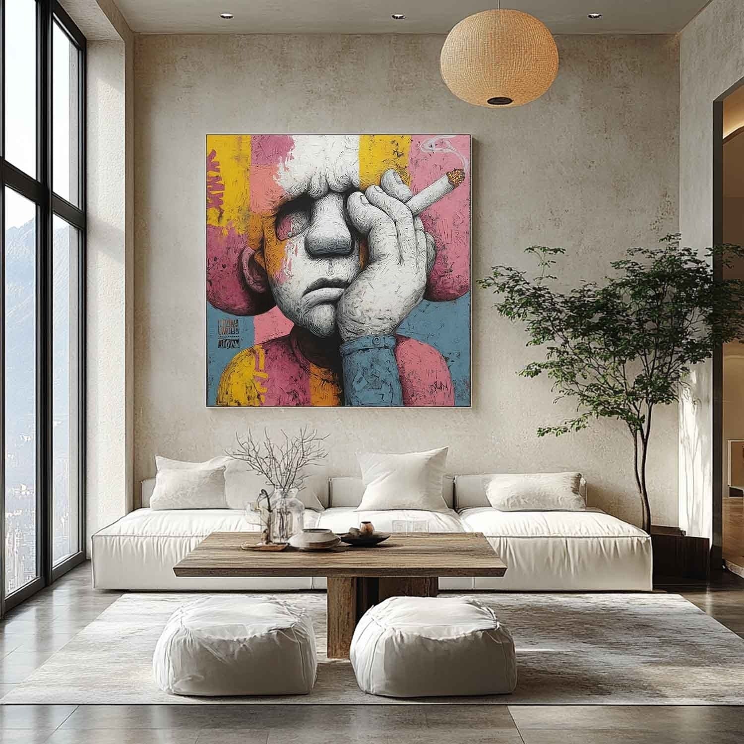 Melancholic Pop Art Impasto Painting