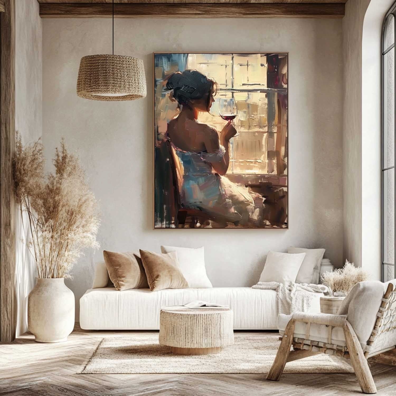 Wall Art Vertical Impressionist Figure Painting Warm