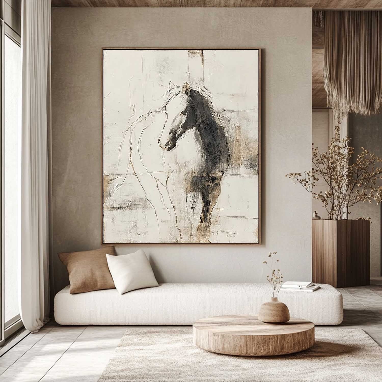Wall Art Monochrome Horse Portrait Minimalist